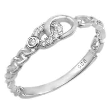 Cuban-Anchor CZ Sterling Silver Rhodium Plated Band Ring