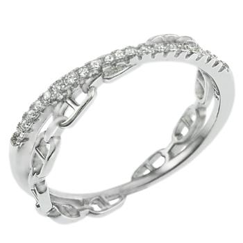 Sterling Silver Rhodium Plated Mariner Link CZ Ring