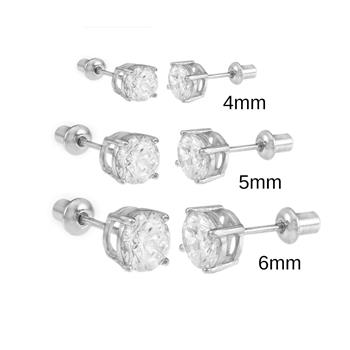 .925 Sterling Silver CZ Cast Screw Back Stud Earrings