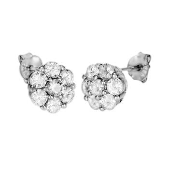Sterling Silver Rhodium CZ Stud Earrings