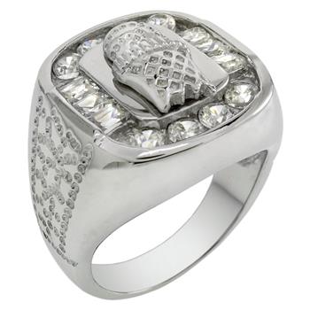 Sterling Silver Basketball Hoop CZ Ring
