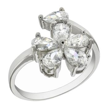 Tear-Drop Cubic Ziconia Flower Ring