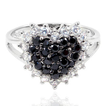 Cubic Zirconia Black CZ Heart Ring