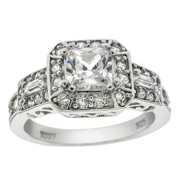 Vintage Princess Cut 5mm Cubic Zirconia Engagement Ring