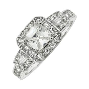 Vintage Princess Cut 5mm Cubic Zirconia Engagement Ring