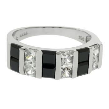 Sterling Silver Princess Black And White Ring