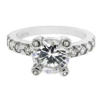 Sterling Silver 8mm CZ Prong-Set Solitaire Engagement Ring