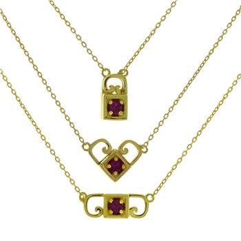 Sterling Silver Heart Lock Reversible Gold Plated Necklace