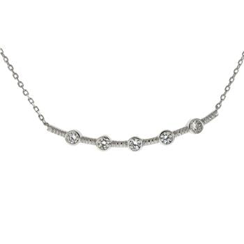 Sterling Silver  D C Cable Chain W CZ Bar Necklace