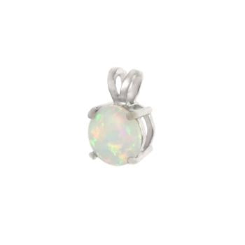 Sterling Silver Simulated solitaire White Opal Rhodium Pendant