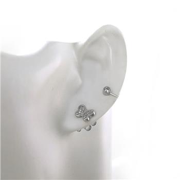 Sterling Silver CZ Butterfy Ear Jacket 2 in 1 Earrings