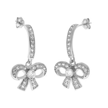 Sterling Silver Cubic Zirconia CZ Rhodium Earrings