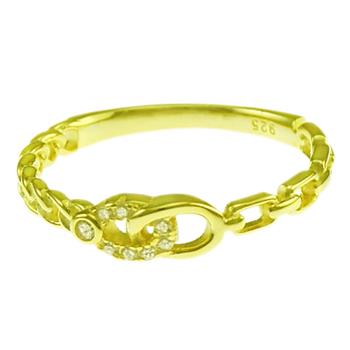 Cuban-Anchor CZ Sterling Silver Gold Plated Band Ring