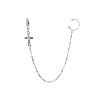 Sterling Silver Cross Dangle Chain Ear Cuff