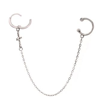 Sterling Silver Cross Dangle Chain Ear Cuff