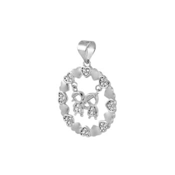 Sterling Silver CZ Family Circle Pendant