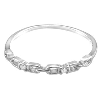 Sterling Silver Alternating Baguette CZ Ring