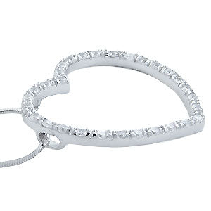 Sterling Silver Cubic Zirconia  Floating Heart Pendant