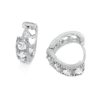 Sterling Silver Cubic Zirconia V-Shape Huggie Earrings