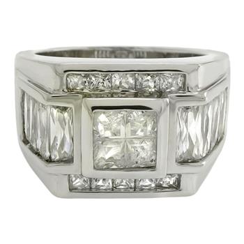 Baguette - Square Cubic Zirconia Sterling Silver Ring