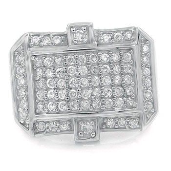 Sterling Silver Cubic Zirconia Micro Pave CZ Man Ring