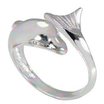 Sterling Silver High Polish DOLPHIN Ring