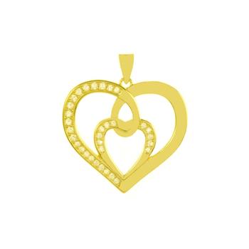 Sterling Silver Gold Plated CZ Heart Pendant