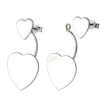 Heart Jacket Sterling Silver Earrings