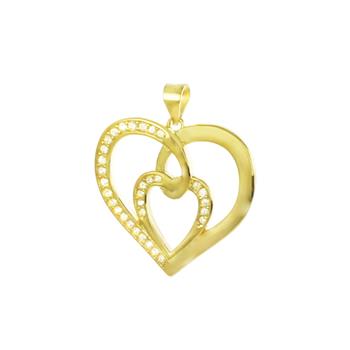 Sterling Silver Gold Plated CZ Heart Pendant