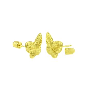 Butterfly 14K Gold Screw Back Stud Earrings