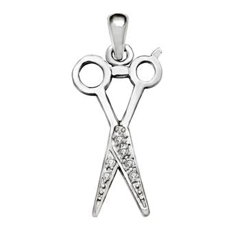 Sterling Silver Rhodium Scissor Pendant