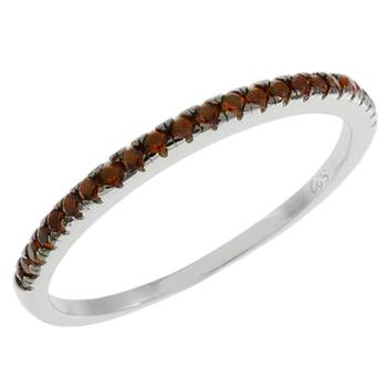 Nano Crystal Garnet Sterling Silver Rhodium Band Ring