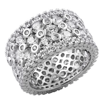 Sterling Silver CZ Bezel-Set Band Ring