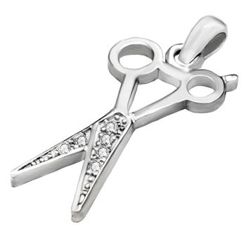 Sterling Silver Rhodium Scissor Pendant