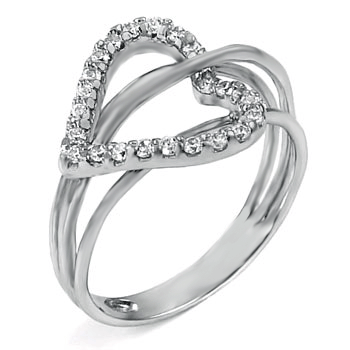 Side Heart CZ Ring