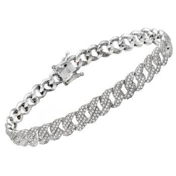 8.5mm CZ Cuban Link Sterling Silver Bracelet