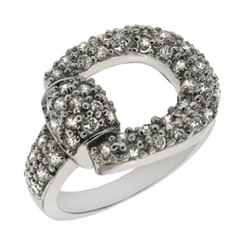 Sterling Silver Horseshoe CZ Ring