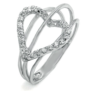 Side Heart CZ Ring