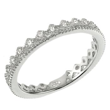 Sterling Silver Rhodium CZ Band Ring