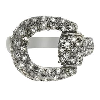 Sterling Silver Horseshoe CZ Ring
