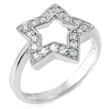 Sterling Silver Cubic Zirconia Star Shape CZ Ring