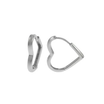 Heart Shape Rhodium Huggie Hoop Earrings