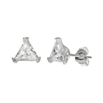 cubic zirconia triangle sterling silver stud earrings