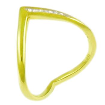 V Shaped Ring Sterling Silver Gold Plated