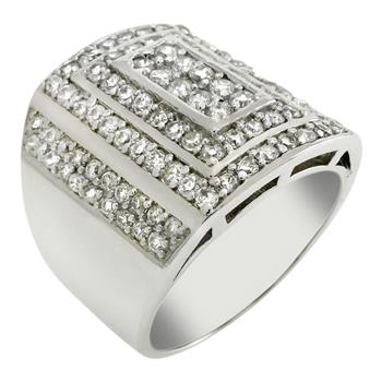 Sterling Silver CZ Cigar Band Ring