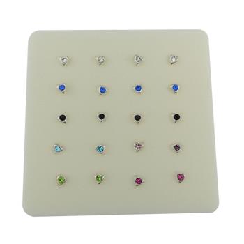 1.5mm Assorted Color Crystal Heart Nose Stud Straight Pin