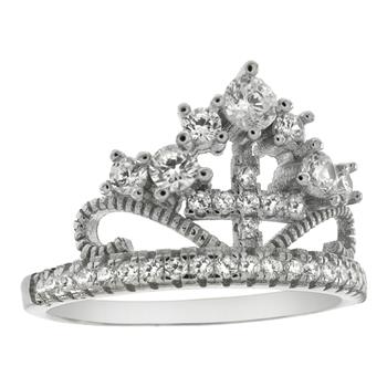 Sterling Silver Crown Pave CZ Ring