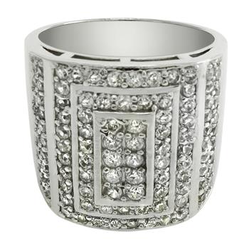 Sterling Silver CZ Cigar Band Ring