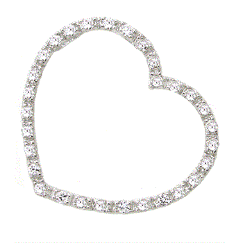 Sterling Silver Cubic Zirconia  Floating Heart Pendant