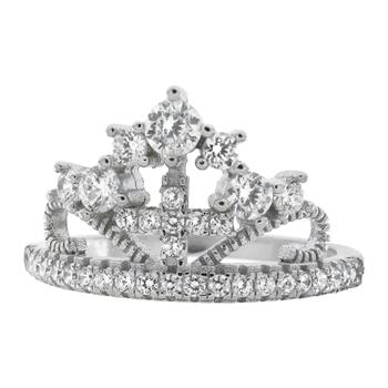 Sterling Silver Crown Pave CZ Ring